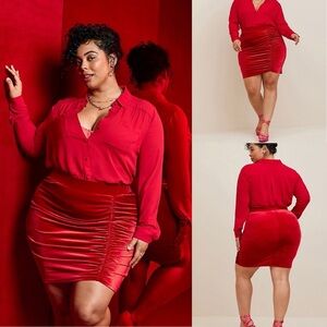 Torrid Red Velvet Cinched Mini Skirt, torrid size 00, M/L, 10, 0X, NWT